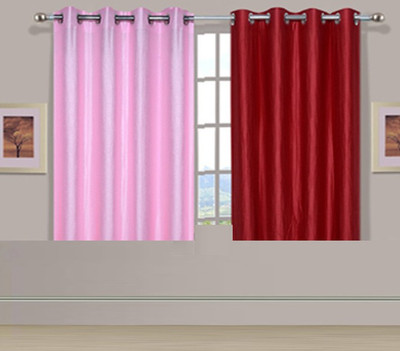 

ExpressionsHome 152 cm (5 ft) Polyester Window Curtain (Pack Of 2)(Solid, Pink, Red)