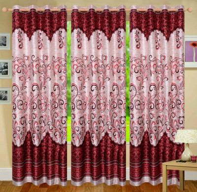 

Countingbeds 213 cm (7 ft) Polyester Door Curtain (Pack Of 3)(Printed, Maroon)