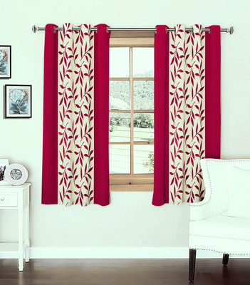 

Optimistic Home Furnishing 150 cm (5 ft) Polyester Window Curtain (Pack Of 2)(Floral, Pink)