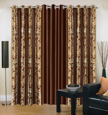 

Excel Bazaar 214 cm (7 ft) Polyester Door Curtain (Pack Of 3)(Floral, Brown)