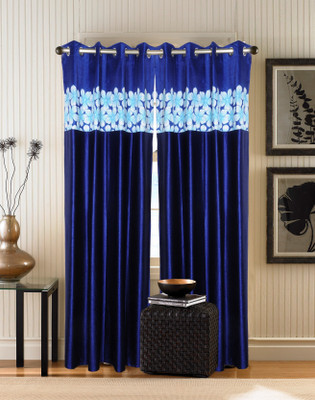 

Zesture 211 cm (7 ft) Polyester Door Curtain (Pack Of 2)(Floral, Blue)