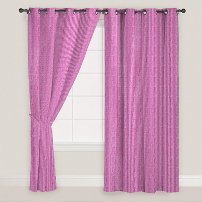 

FurnishingLand 152 cm (5 ft) Polycotton Window & Door Curtain (Pack Of 2)(Striped, Pink)