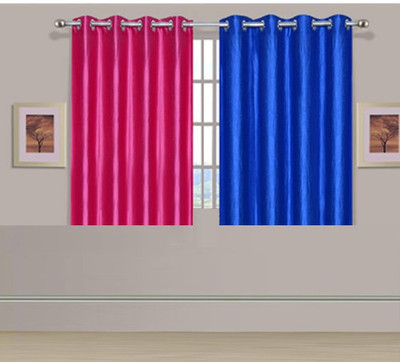 

ExpressionsHome 152 cm (5 ft) Polyester Window Curtain (Pack Of 2)(Solid, Pink, Blue), Blue;pink