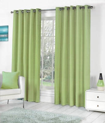 Panipat Textile Hub 213 cm (7 ft) Polyester Door Curtain (Pack Of 2)(Solid, Light Green)