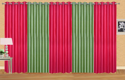 

Ville Style 275 cm (9 ft) Polyester Long Door Curtain (Pack Of 5)(Solid, Pink, Light Green), Light green;pink
