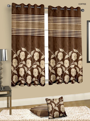 

Cortina 150 cm (5 ft) Jacquard Window Curtain Single Curtain(Floral, Multicolor)