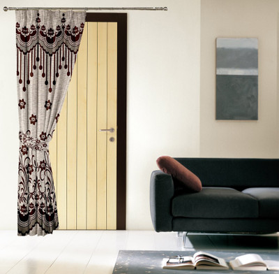 

Threadmix 212 cm (7 ft) Polyester Door Curtain Single Curtain(Abstract, Brown)