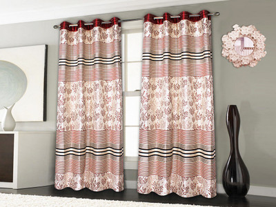 

STRINGS 274 cm (9 ft) Jacquard Window & Door Curtain (Pack Of 2)(Floral, Multicolor)