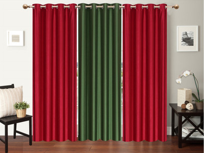 

Furnishing Zone 213 cm (7 ft) Polyester Door Curtain (Pack Of 3)(Plain, Maroon, Blue), Blue;maroon