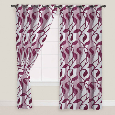 

Presto 210 cm (7 ft) Polyester Door Curtain Single Curtain(Self Design, Pink, Grey), Grey;pink