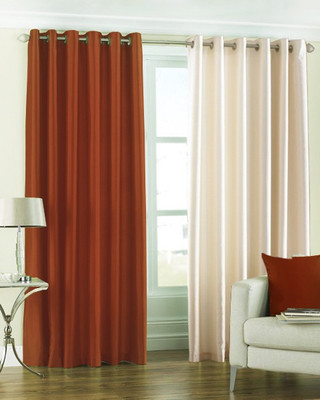 Homefab India 152.5 cm (5 ft) Polyester Semi Transparent Window Curtain (Pack Of 2)(Solid, Multicolor)