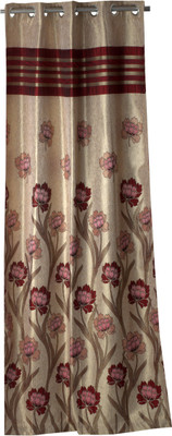 

Trendy Home 150 cm (5 ft) Polyester Window Curtain Single Curtain(Floral, Yellow, Brown, Red), Brown;red;yellow