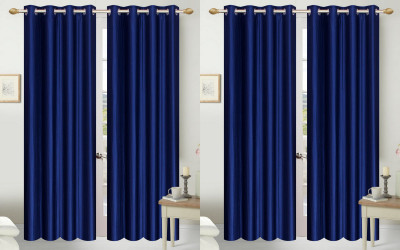 

Shopgalore 210 cm (7 ft) Polyester Door Curtain (Pack Of 3)(Plain, Blue)