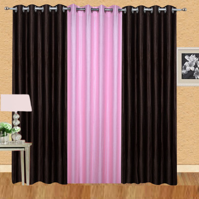

Ville Style 214 cm (7 ft) Polyester Door Curtain (Pack Of 3)(Solid, Brown, Pink)