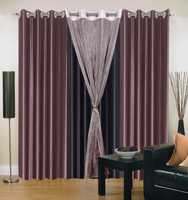 

Livingcreation 213 cm (7 ft) Polyester Door Curtain (Pack Of 4)(Plain, Brown, Grey)