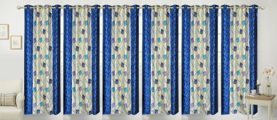 

Stella Creations 275 cm (9 ft) Polyester Long Door Curtain (Pack Of 6)(Printed, Blue)