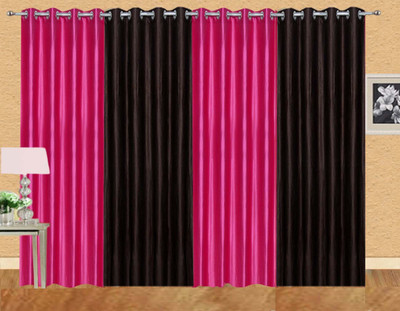 

Stella Creations 275 cm (9 ft) Polyester Long Door Curtain (Pack Of 4)(Solid, Brown, Pink)