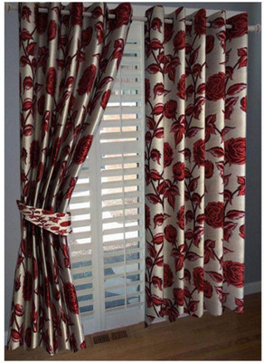 

Italian Fab 274 cm (9 ft) Polyester Long Door Curtain (Pack Of 4)(Floral, Red)