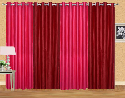 

Stella Creations 214 cm (7 ft) Polyester Door Curtain (Pack Of 4)(Solid, Pink, Maroon), Maroon;pink