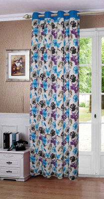 

Lushomes 228.6 cm (8 ft) Cotton Door Curtain Single Curtain(Printed, Blue)