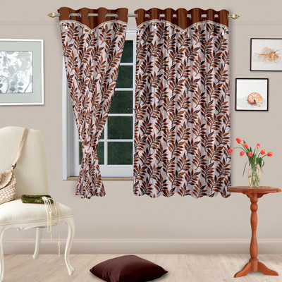 Cortina 150 cm (5 ft) Polyester Window Curtain (Pack Of 2)(Floral, Brown)