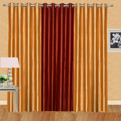 

Excel Bazaar 214 cm (7 ft) Polycotton Door Curtain (Pack Of 3)(Plain, Golden+1rust)