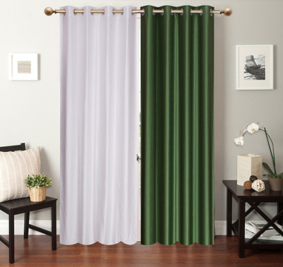 

Furnishing Zone 213 cm (7 ft) Polyester Door Curtain (Pack Of 2)(Plain, White, Green), Green;white