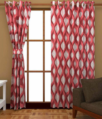 

Handloom Hut 273 cm (9 ft) Polyester Long Door Curtain (Pack Of 2)(Printed, Maroon Lehar)