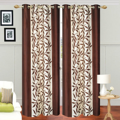 

Excel Bazaar 275 cm (9 ft) Polyester Long Door Curtain (Pack Of 2)(Floral, Brown)