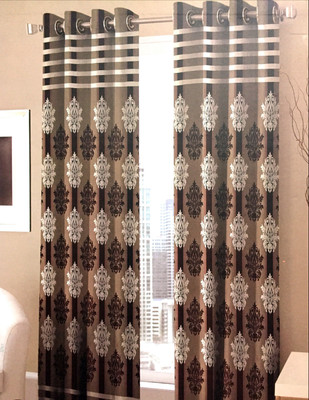

Designer 150 cm (5 ft) Polycotton Window Curtain Single Curtain(Printed, Brown)