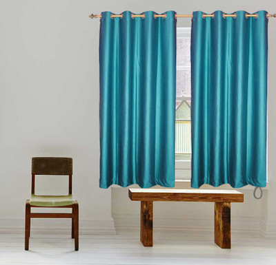 

Batham Sales 152 cm (5 ft) Blends Window Curtain (Pack Of 2)(Plain, Turquise)