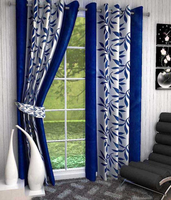

Jojo Designs 152 cm (5 ft) Polyester Window Curtain (Pack Of 2)(Floral, Blue)