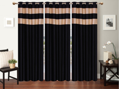 

Furnishing Zone 152 cm (5 ft) Polyester Window Curtain (Pack Of 3)(Plain, Black)