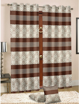 

Cortina 270 cm (9 ft) Jacquard Long Door Curtain Single Curtain(Striped, Multicolor)