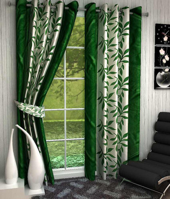 

Panipat Textile Hub 213.5 cm (7 ft) Polyester Door Curtain (Pack Of 4)(Floral, Green)