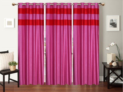 

Furnishing Zone 152 cm (5 ft) Polyester Window Curtain (Pack Of 3)(Plain, Pink)