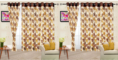 

Cortina 210 cm (7 ft) Polyester Door Curtain (Pack Of 4)(Floral, Brown)