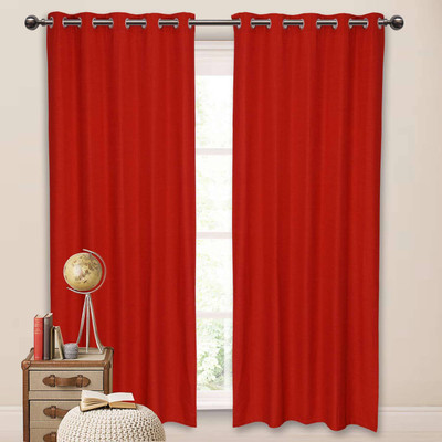 

Elan 270 cm (9 ft) Cotton Long Door Curtain Single Curtain(Solid, Red)