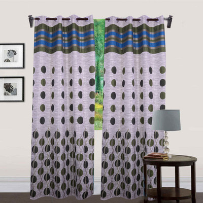 

JT International 213.36 cm (7 ft) Polyester Door Curtain (Pack Of 2)(Floral, Green)