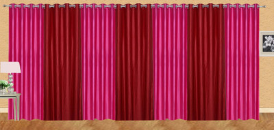 Ville Style 275 cm (9 ft) Polyester Long Door Curtain (Pack Of 7)(Solid, Pink, Red)