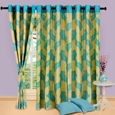 

Panipat Textile Hub 213 cm (7 ft) Polyester Door Curtain (Pack Of 2)(Floral, Aqua)