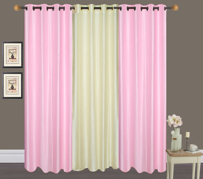

Handloom Hut 213 cm (7 ft) Polyester Door Curtain (Pack Of 3)(Solid, Pink, Cream Crush), Cream crush;pink