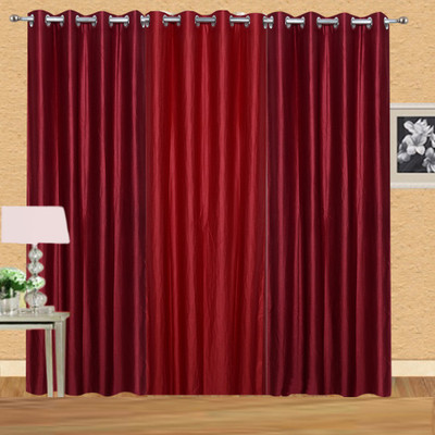 

Excel Bazaar 214 cm (7 ft) Polycotton Door Curtain (Pack Of 3)(Plain, Maroon-1red)
