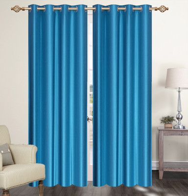 

Furnishing Zone 274 cm (9 ft) Polyester Long Door Curtain (Pack Of 2)(Plain, Blue)