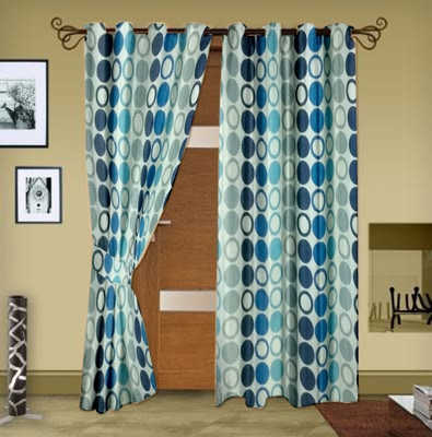 

Trendy Home 203.2 cm (7 ft) Polyester Door Curtain (Pack Of 2)(Geometric, Blue)