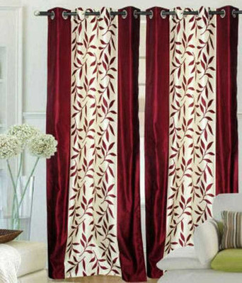 

Decor HD 213 cm (7 ft) Polyester Door Curtain (Pack Of 2)(Floral, Maroon)