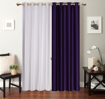

Furnishing Zone 152 cm (5 ft) Polyester Window Curtain (Pack Of 2)(Plain, White, Blue), Blue;white