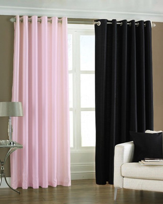 Homefab India 152.5 cm (5 ft) Polyester Semi Transparent Window Curtain (Pack Of 2)(Solid, Multicolor)