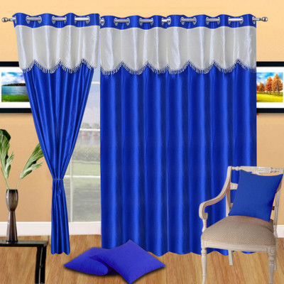 

Panipat Textile Hub 213 cm (7 ft) Polyester Door Curtain (Pack Of 2)(Plain, Blue)