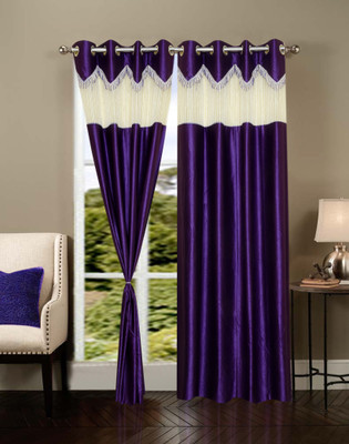

Zain 152.4 cm (13 ft) Polyester Window Curtain (Pack Of 2)(Solid, Blue, Beige), Beige;blue